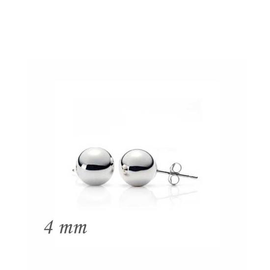Silver Ball Earrings - 4 mm
