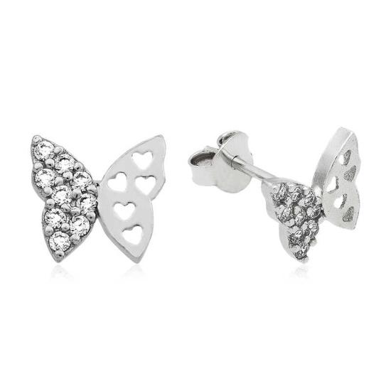 Silver Stud Butterfly Earrings