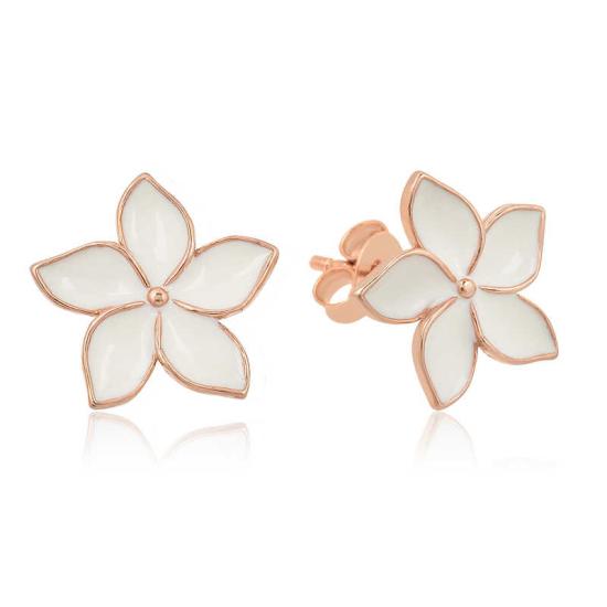 Silver Jasmine Flower Stud Earrings