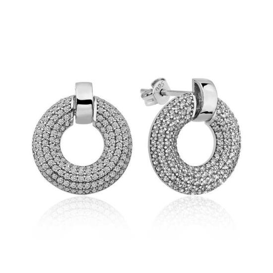 Silver Multi-Stone Circle Women’s Earrings