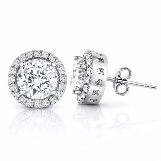 Gümüş Yuvarlak Montür Pırlanta Modeli Küpe