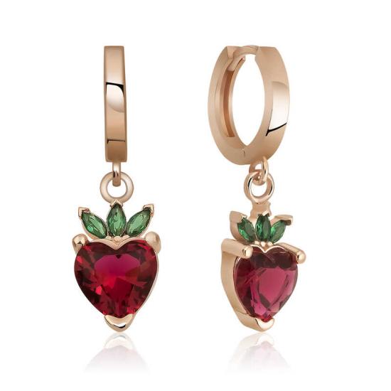 Silver Strawberry Figure Fruit Earrings