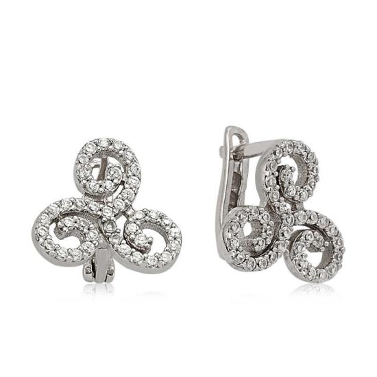 Silver White Stone Earrings