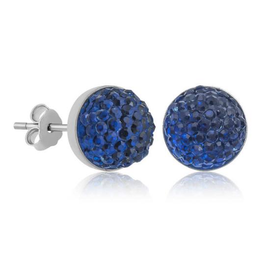Silver Crystal Blue Stud Earrings