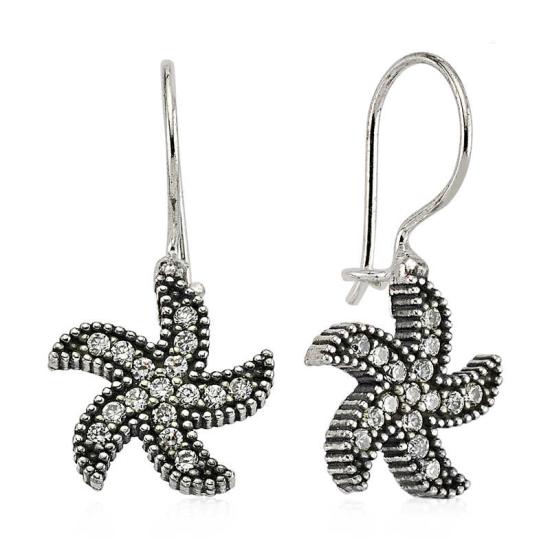 Silver Starfish Dangle Earrings