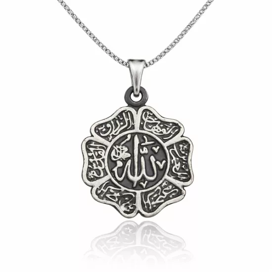 Gümüş Allah Yazılı Erkek Kolye