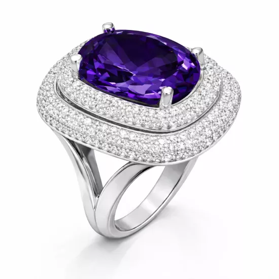 Silver Amethyst Stone Women’s Ring