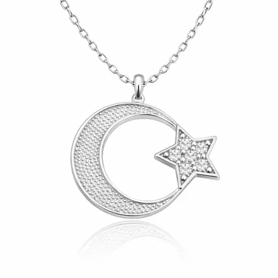 Gümüş Ay Yıldız Kadın Kolye