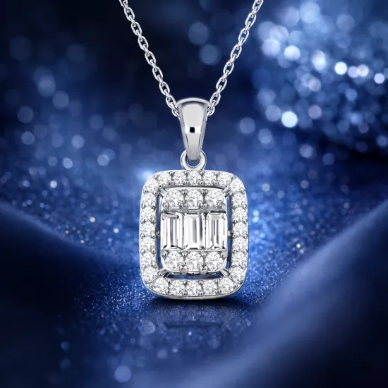 Silver Baguette Stone Women’s Necklace