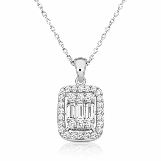 Silver Baguette Stone Women’s Necklace