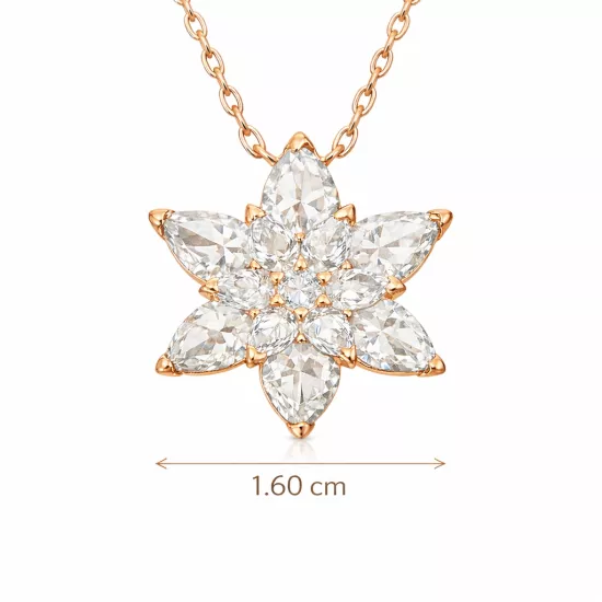 Silver Rose White Lotus Flower Necklace