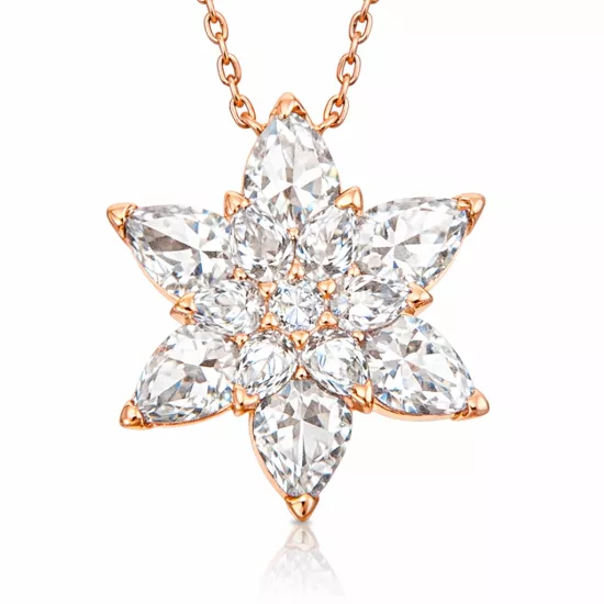 Silver Rose White Lotus Flower Necklace