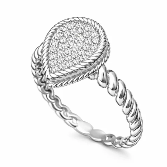 Silver Drop Zircon Stone Women’s Ring