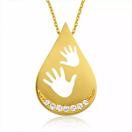 Gümüş Gold Bebek Elleri Bayan Kolye