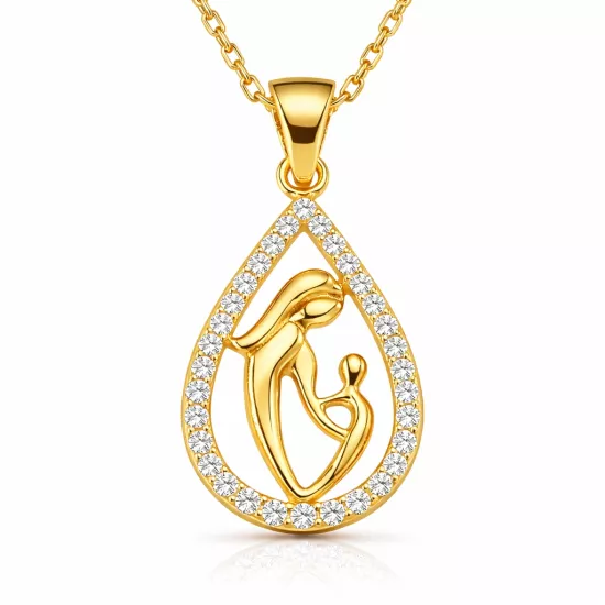 Gümüş Gold Damla Anne Çocuk Kolyesi