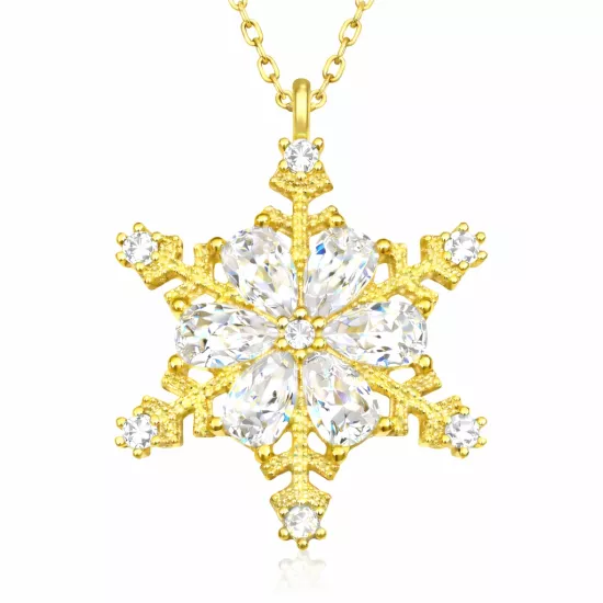 Gümüş Gold Kar Çiçeği Bayan Kolye