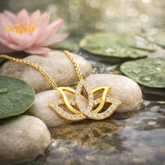 Silver Gold Lotus Flower Women’s Necklace