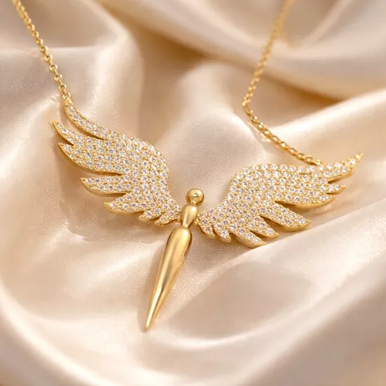 Gümüş Gold Mikail Meleği Kadın Kolye