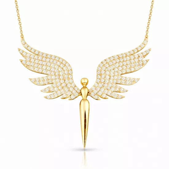 Gümüş Gold Mikail Meleği Kadın Kolye