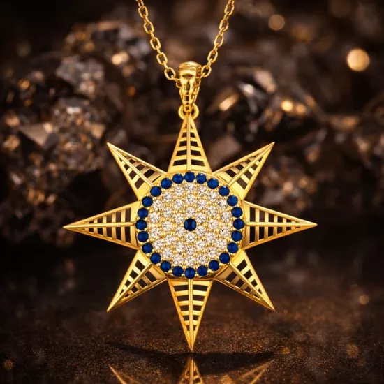 Silver Gold Evil Eye North Star Women’s Necklace