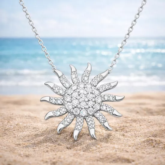Silver Sun Necklace for Women