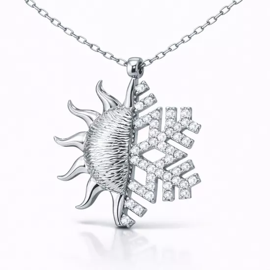 Gümüş Güneş Kartanesi Bayan Kolye