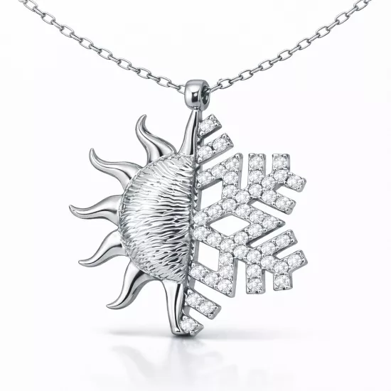 Gümüş Güneş Kartanesi Bayan Kolye