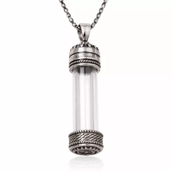 Silver Openable Amulet Container Necklace