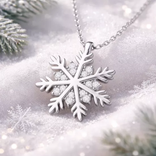 Gümüş Kar Tanesi Kadın Kolye