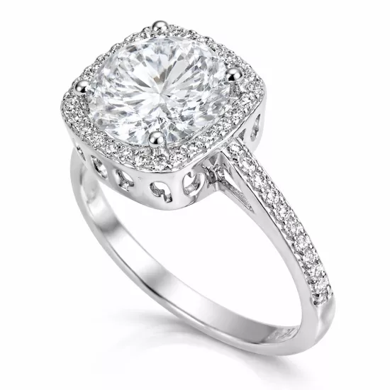 Silver Square Mounted Single Stone Women’s Ring