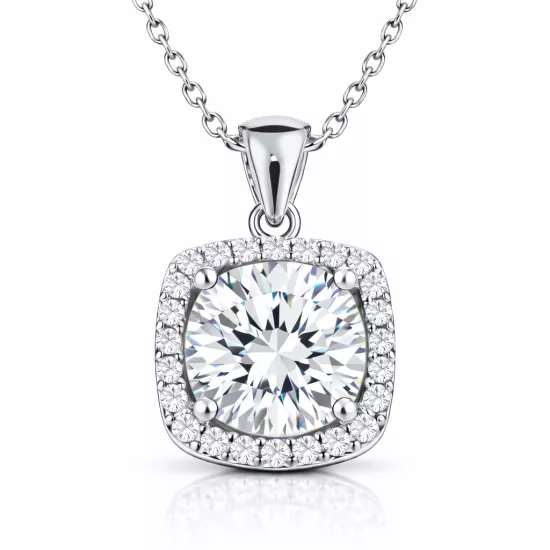 Silver Square Mounted Single Stone Necklace