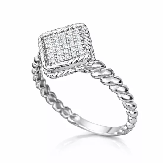 Silver Square Zircon Stone Women’s Ring