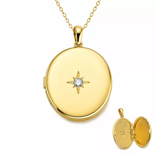Gold Plated Openable Locket Silver Necklace