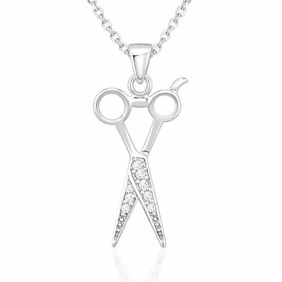 Silver Scissors Necklace for Women