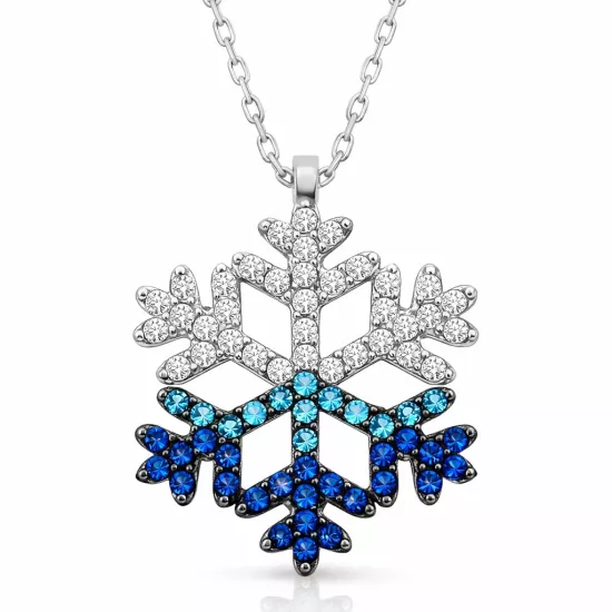 Gümüş Mavi Taşlı Kar Tanesi Kadın Kolye