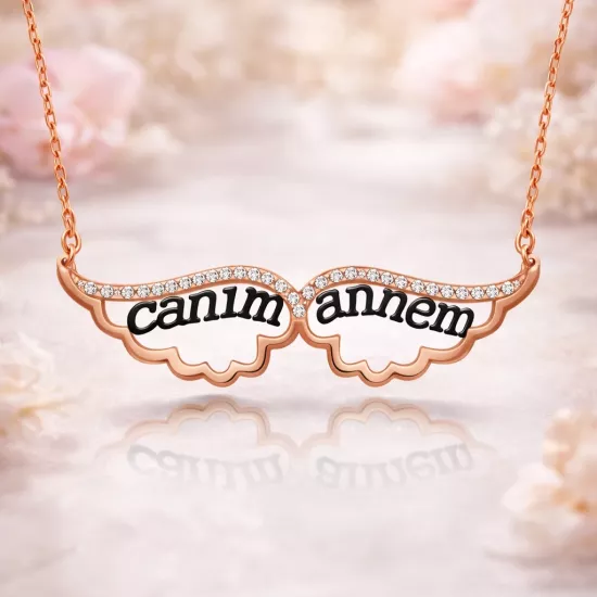 Gümüş Melek Canım Annem Bayan Kolye