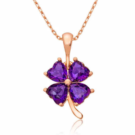 Silver Purple Clover Necklace