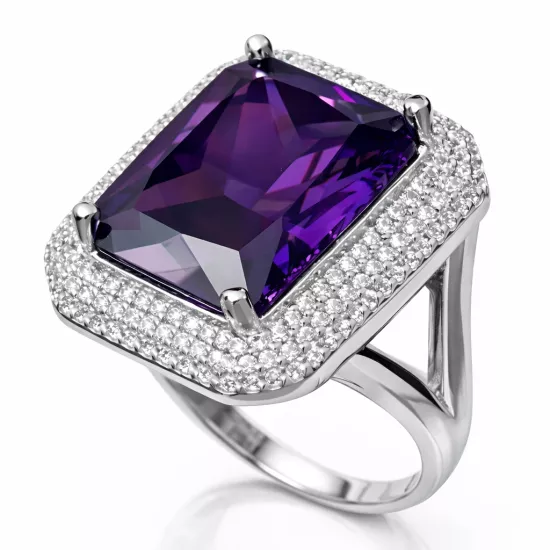 Silver Purple Zircon Stone Women’s Ring