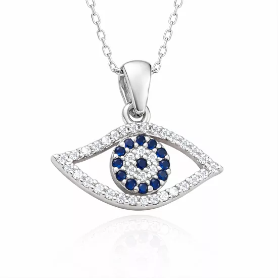 Gümüş Nazarlı Göz Kadın Kolye