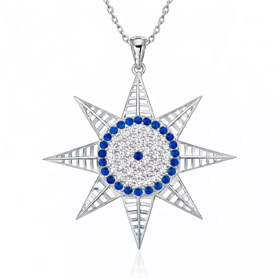Silver Evil Eye North Star Women’s Necklace