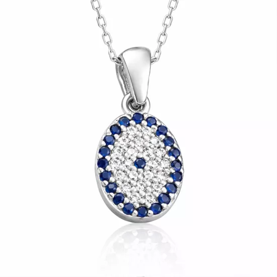 Gümüş Oval Nazar Kadın Kolye