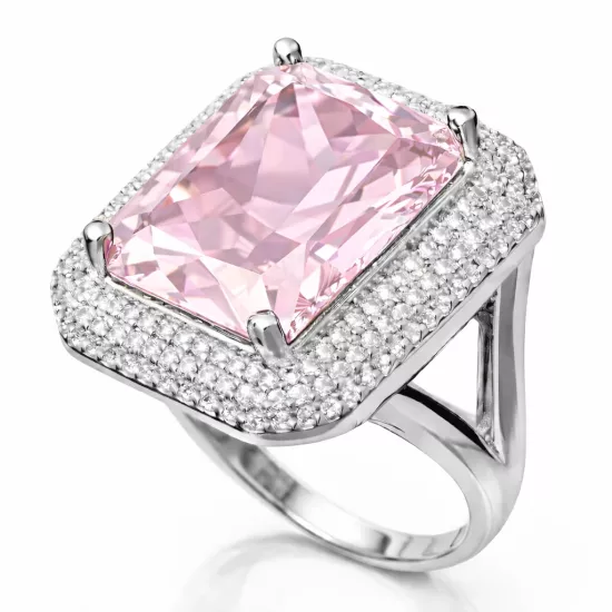 Gümüş Pembe Zirkon Taşlı Kadın Yüzük