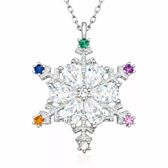 Gümüş Renkli Taşlı Kar Tanesi Kadın Kolye