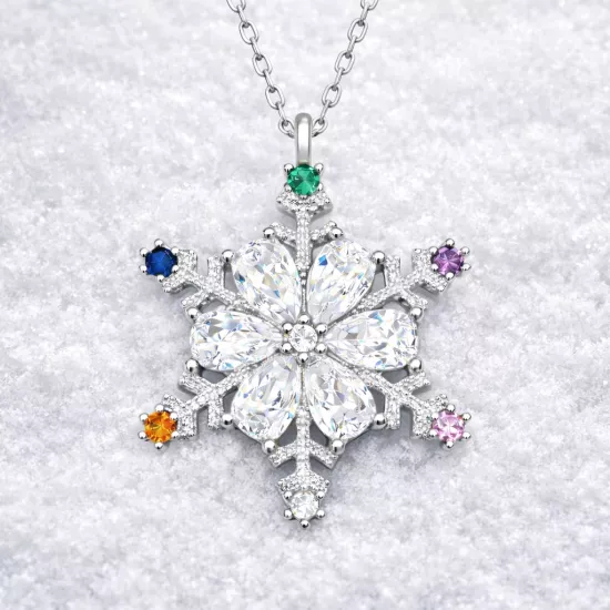 Gümüş Renkli Taşlı Kar Tanesi Kadın Kolye