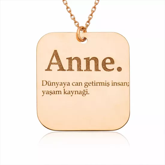 ​Gümüş Rose Anne Yazılı Plaka Bayan Kolye