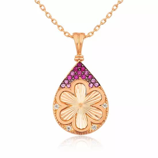 Silver Rose Drop Flower Women’s Necklace