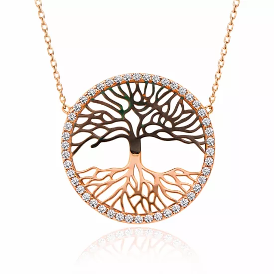 Silver Rose Tree of Life Women’s Necklace