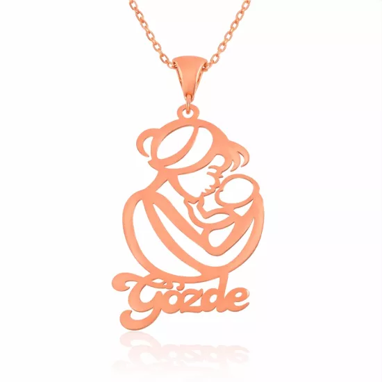Gümüş Rose İsimli Anne Çocuk Sevgisi İsimli Kolye