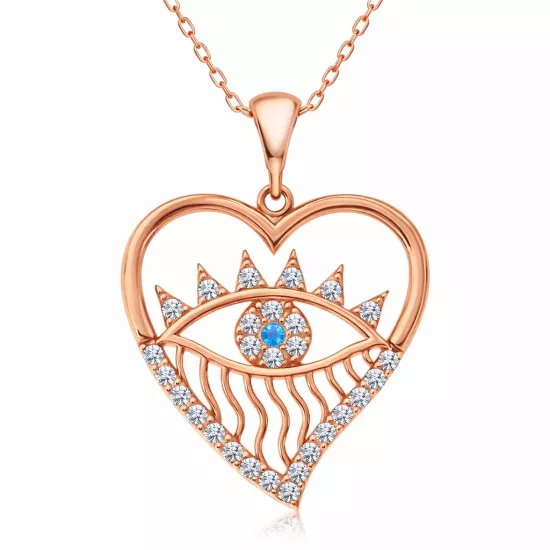 Silver Rose Heart Eye Women’s Necklace