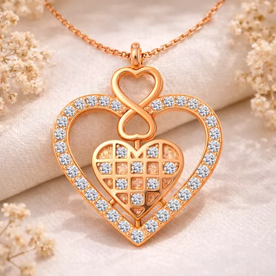 Gümüş Rose Kalp Sonsuzluk Kadın Kolye